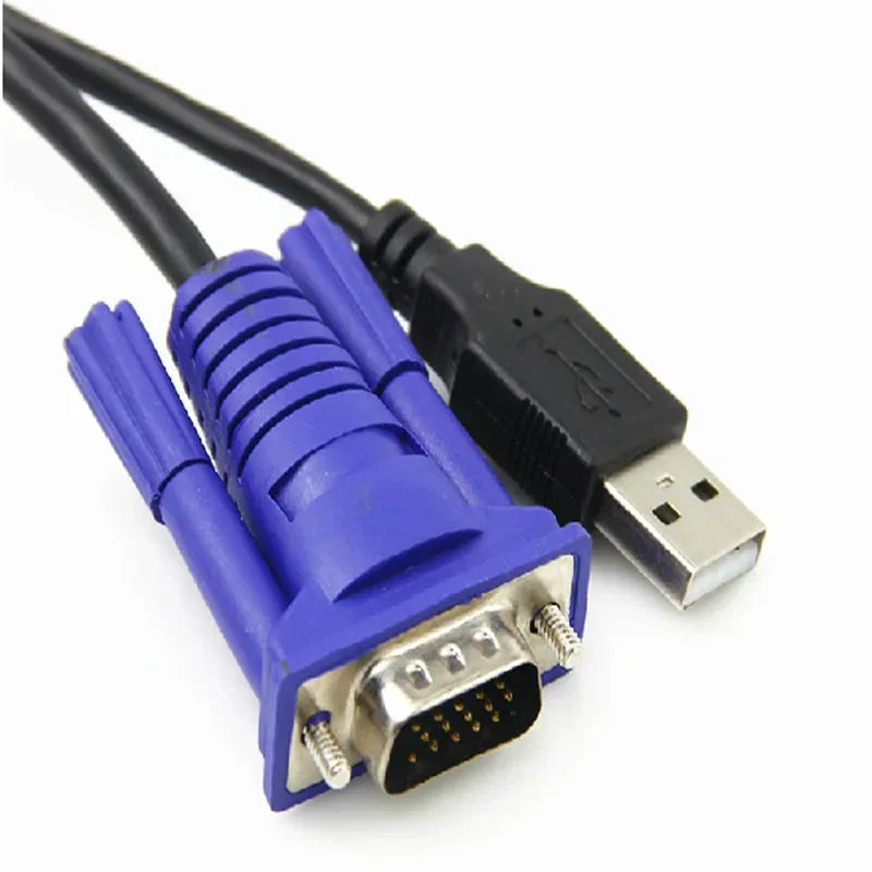 1.5m KVM Cable 2-in-1 USB 2.0 Type-A to B & VGA 15-Pin