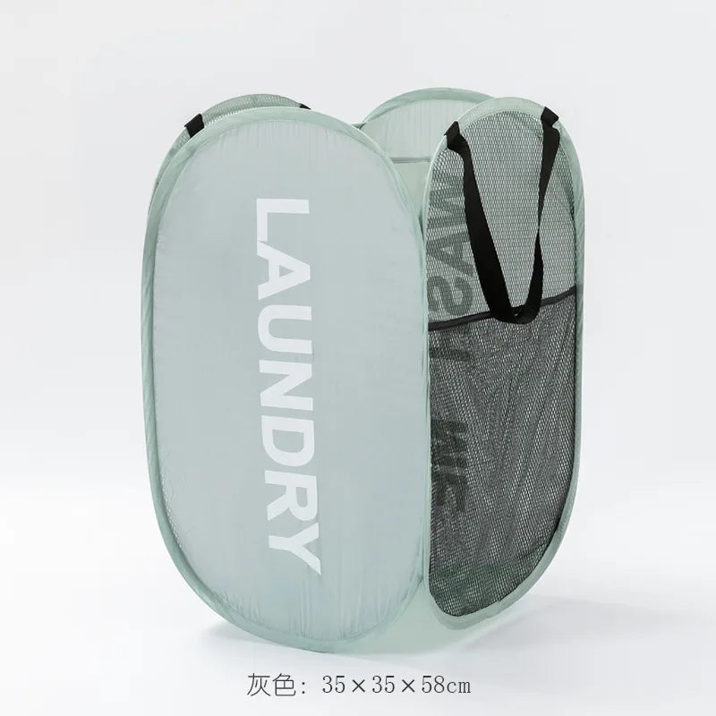 Collapsible Pop-Up Mesh Laundry Hamper with Carry Handles