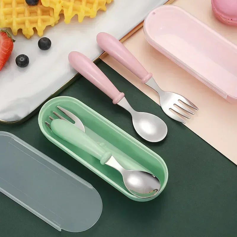 Kids Stainless Steel Cutlery Set – Cartoon Fork & Spoon Gift