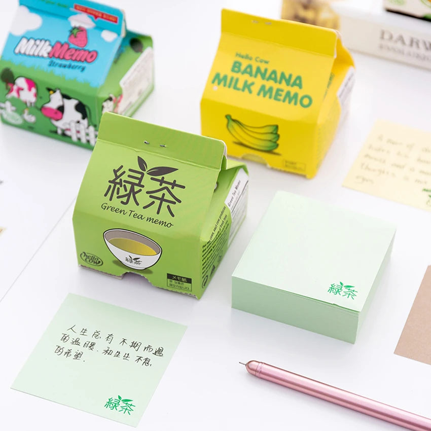 Milk Box Sticky Note Pad – 130 Blank Sheets | Cute Memo