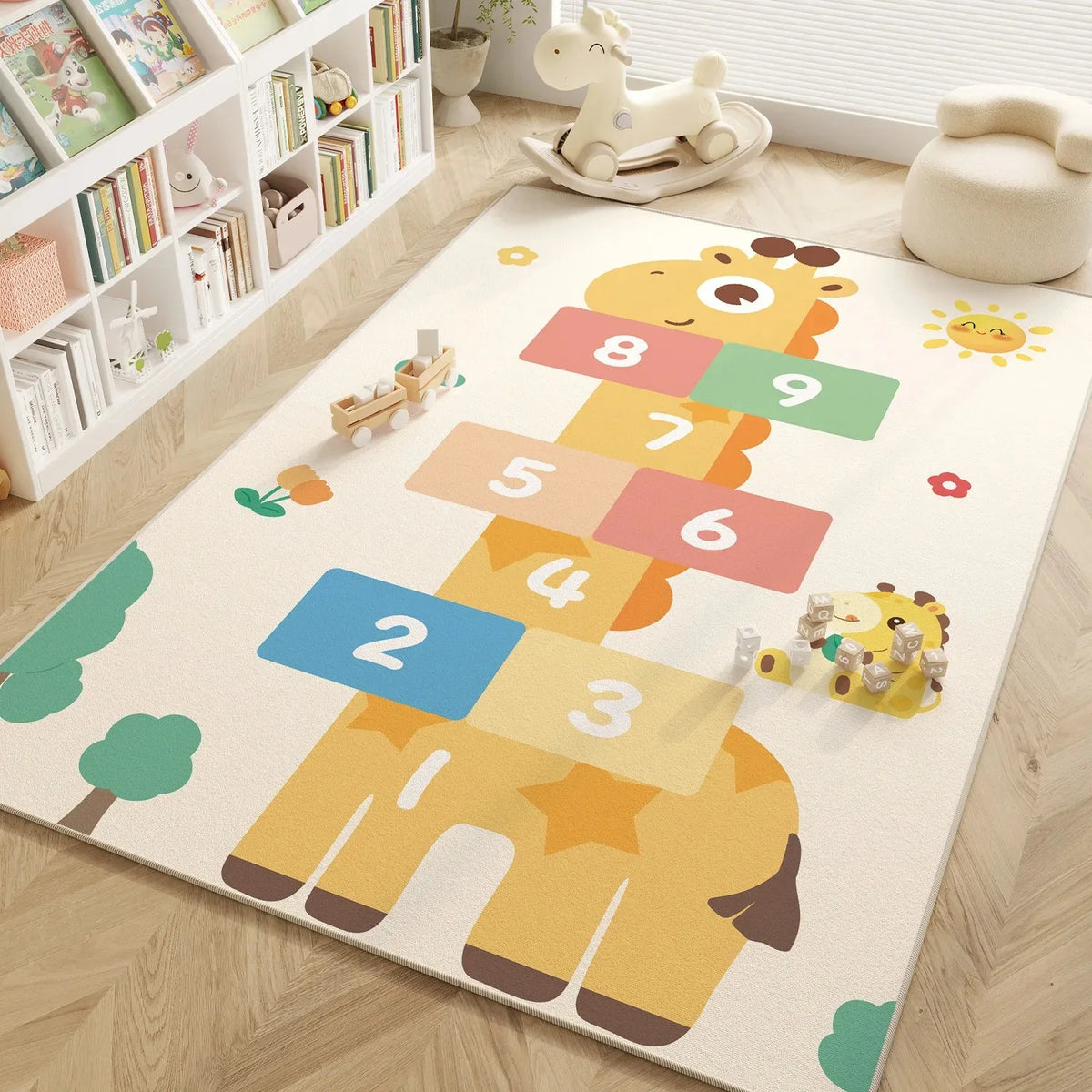 Dinosaur Print Non-Slip Kids Play Mat & Cartoon Area Rug