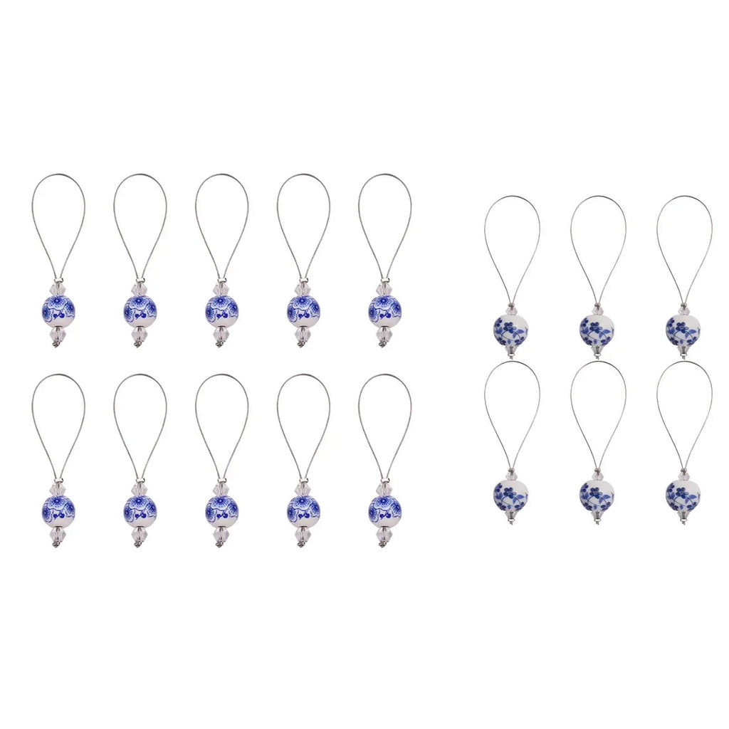 Blue & White Porcelain Knitting Stitch Markers – 6 or 10 Pc