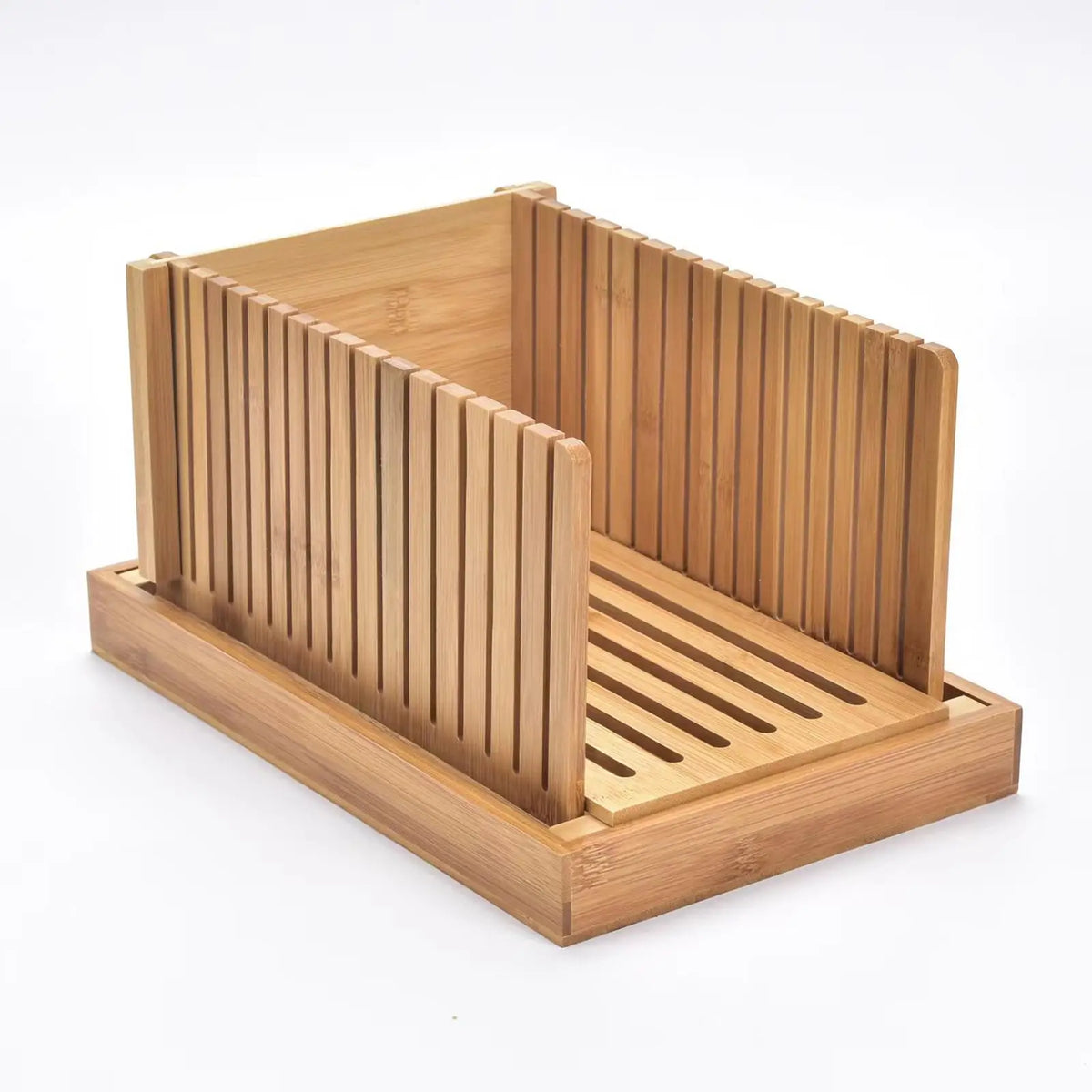 Bamboo Bread Slicer with Crumb Tray | Foldable Loaf Guide