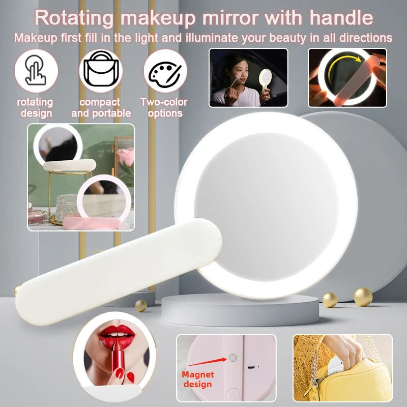 Foldable LED Makeup Mirror – Portable Lighted Compact Travel