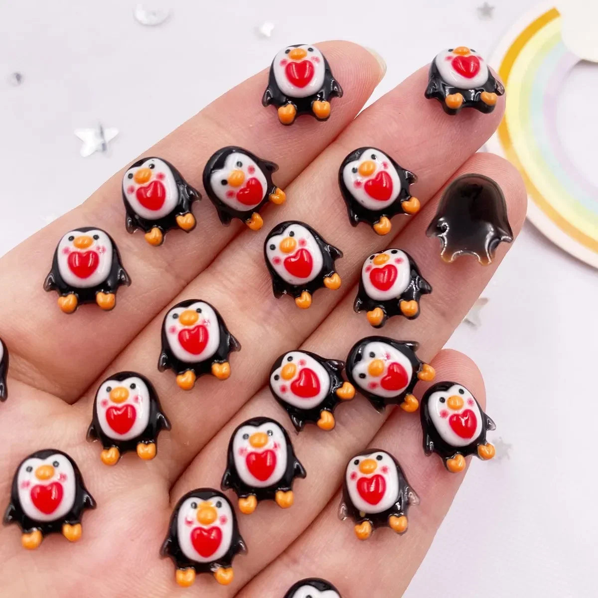 50pcs Kawaii Penguin Resin Flatback Rhinestones – DIY Nail & Crafts