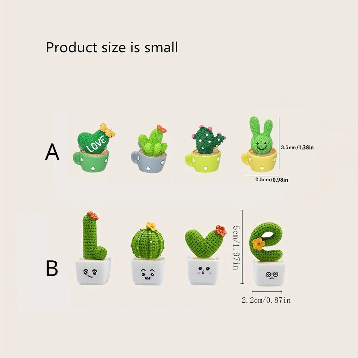 Resin Succulent Cactus Mini Plant Set of 4 – Home & Car Decor