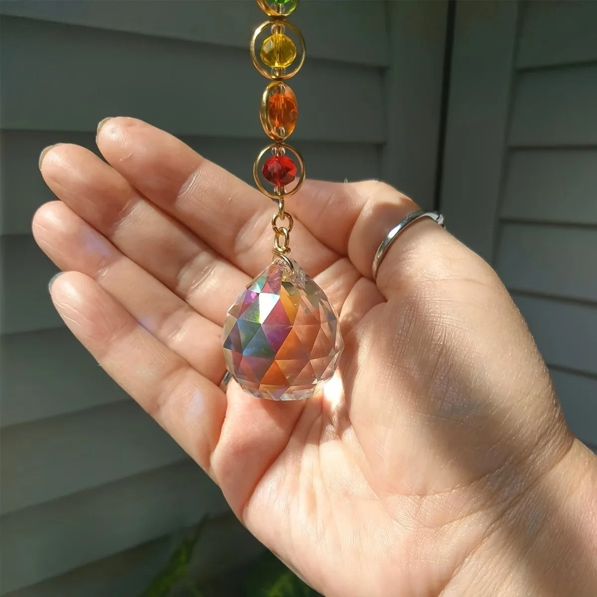 Crystal Sun Catcher Rainbow Maker Prism with Hanging Chain