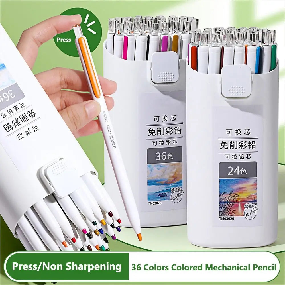 Oil-Based Mechanical Colored Pencils 12/18/24/36 Colors Set