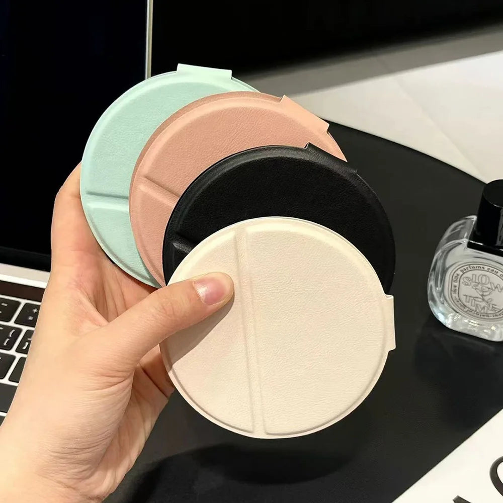 Round Foldable PU Leather Makeup Mirror – Portable Travel