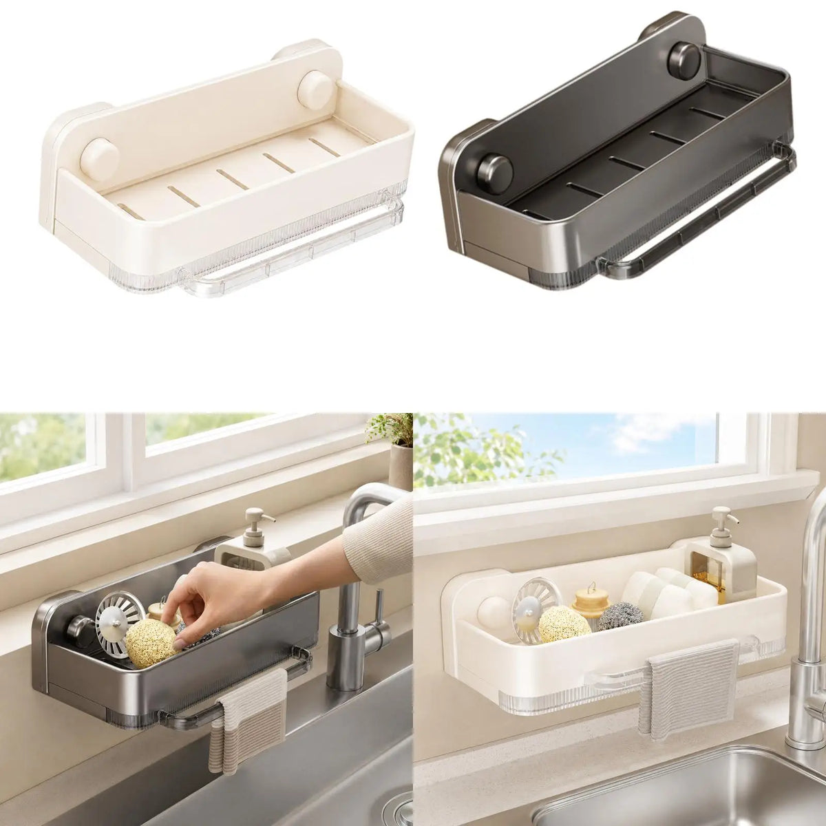 Wall Mounted Kitchen Sponge Holder with Draining Tray