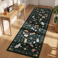 Vintage Botanical Cat Runner Rug – Non-Slip Floral Floor Mat