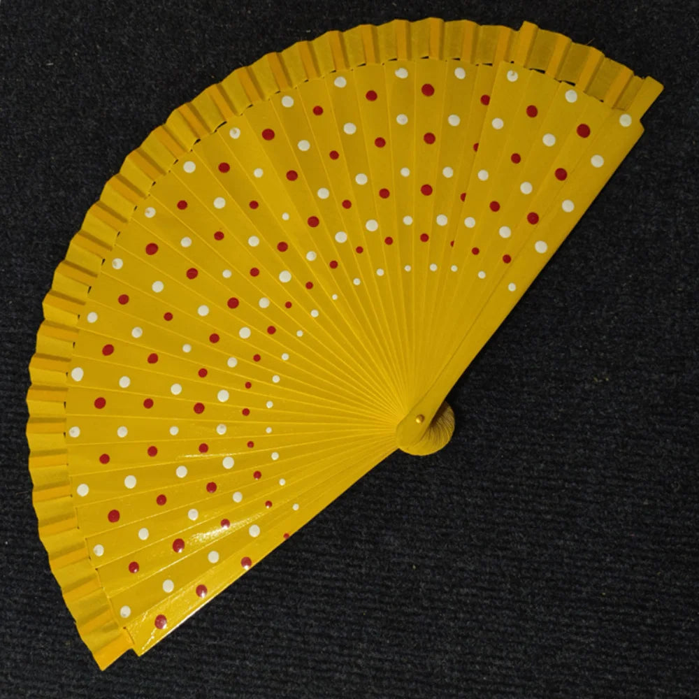 Multicolor Silk Folding Fan – Antiquity Dot Print Gift