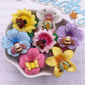 10-Piece 3D Resin Butterfly Bee Flower Figurines for DIY Crafts