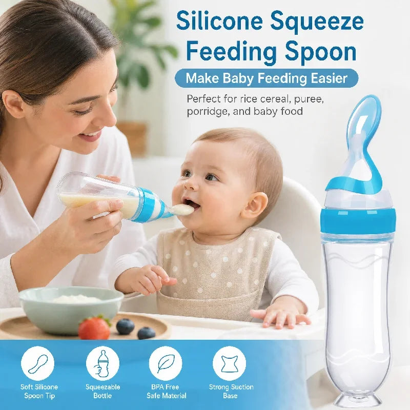 Baby Silicone Squeeze Spoon Feeder | BPA-Free Food Training Tool