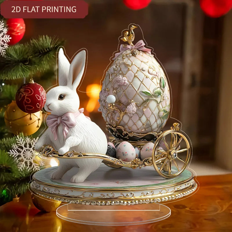 Easter Rabbit Acrylic Ornament – 2D Cute Cottage Egg Decor