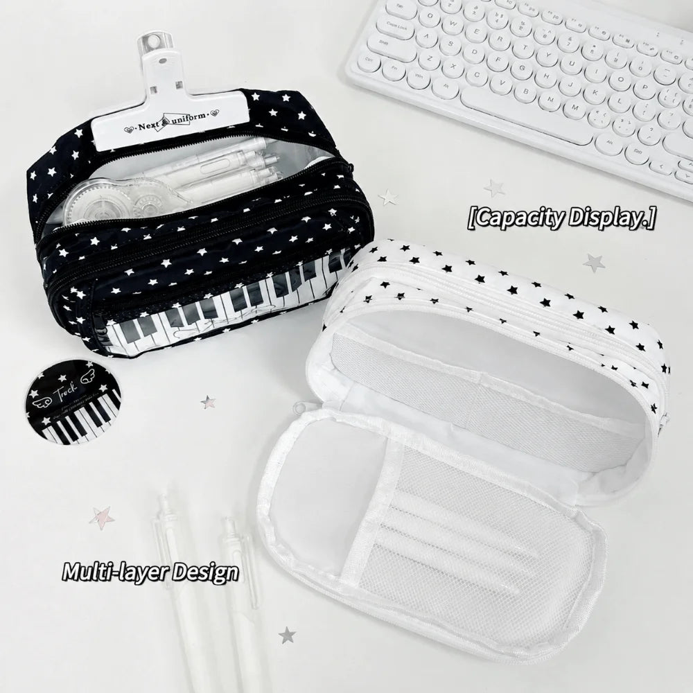 Star Piano Keyboard Pencil Case – Large Capacity Stationery Bag