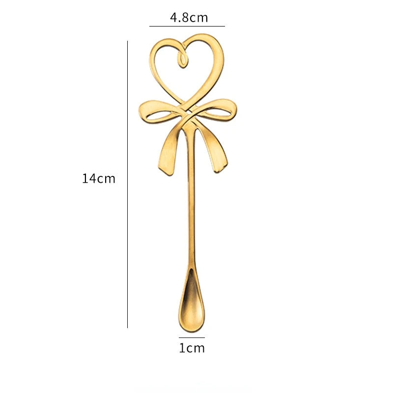 Stainless Steel Heart & Bow Spoon – Coffee & Dessert Spoon