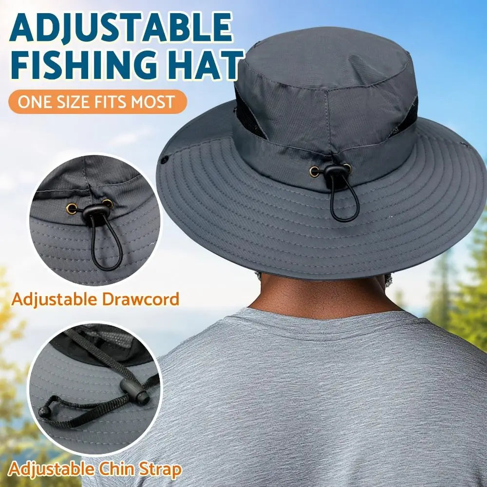 Wide Brim UV Mesh Bucket Sun Hat – Unisex Outdoor Fishing