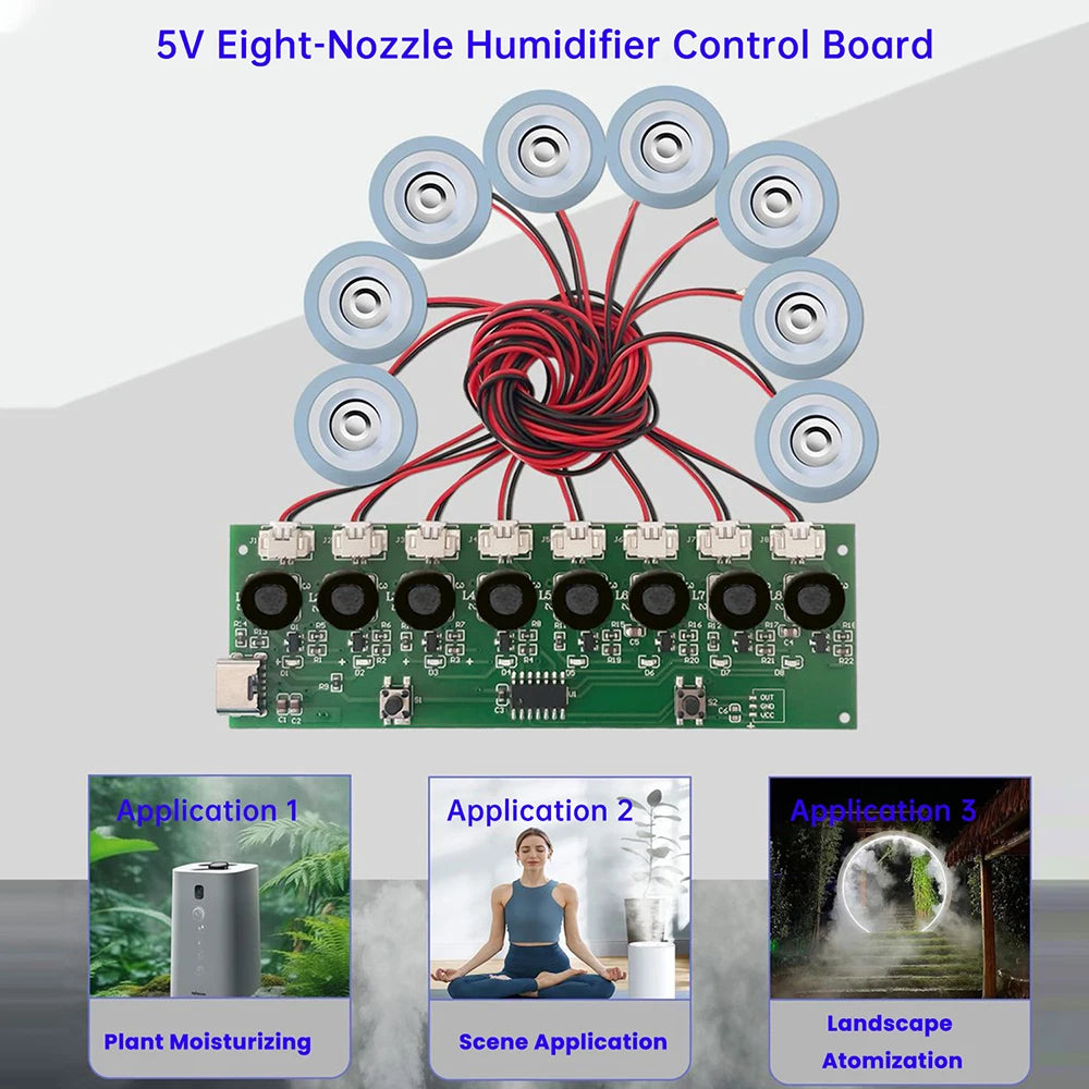 DC 5V 8-Nozzle Ultrasonic Humidifier DIY Module | Type-C
