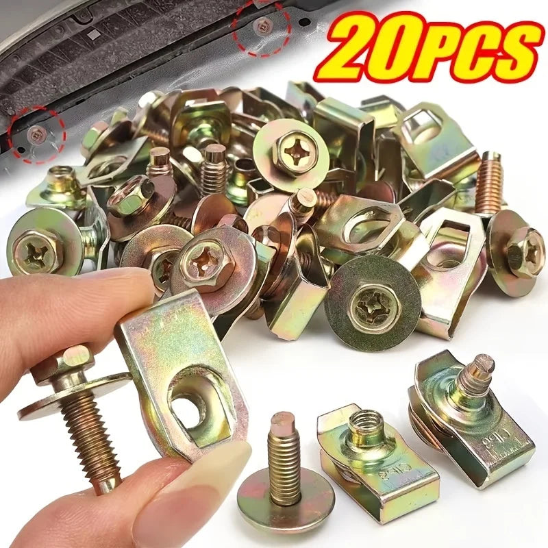 20-Pair M6 U-Nut Car Clips with Hex Washers – Auto Fasteners