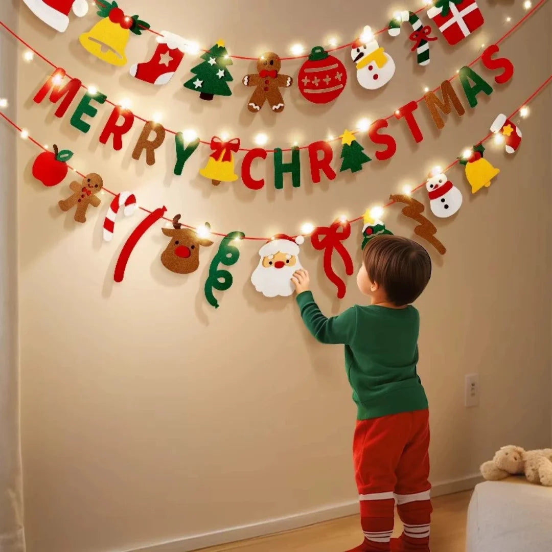 DIY Christmas Pull Flag Banner with LED Lights – Holiday Décor