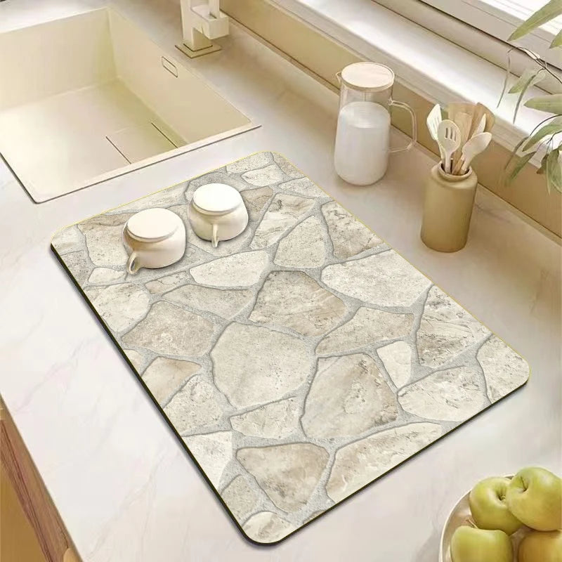 Wabi-Sabi Diatomite Dish Drying Mat | Absorbent Kitchen Mat