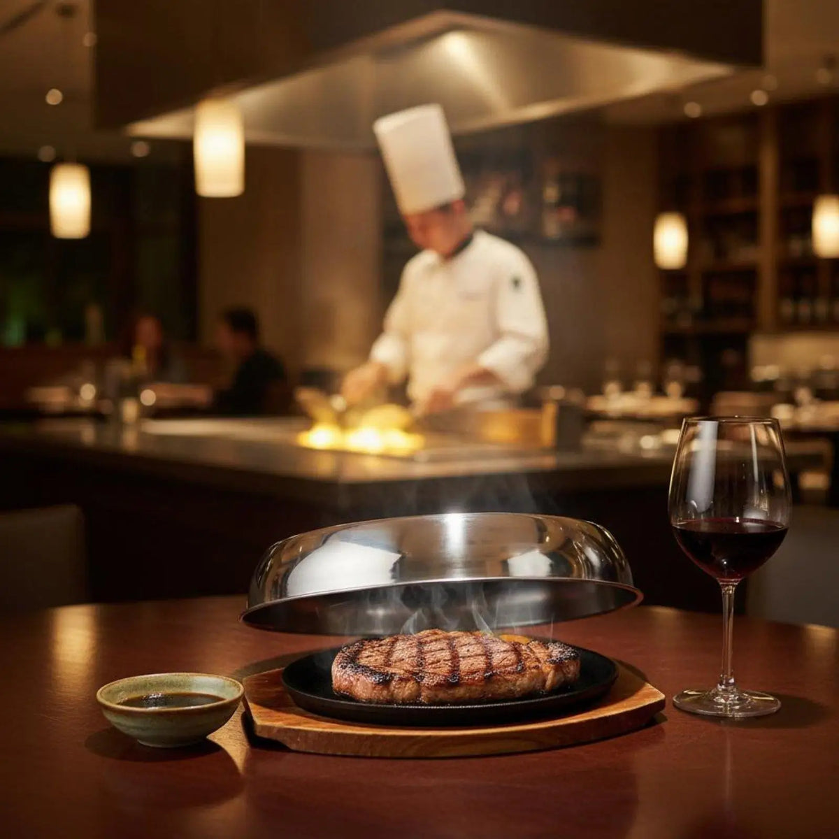 Round Stainless Steel Teppanyaki Cover – Heat Retention Lid