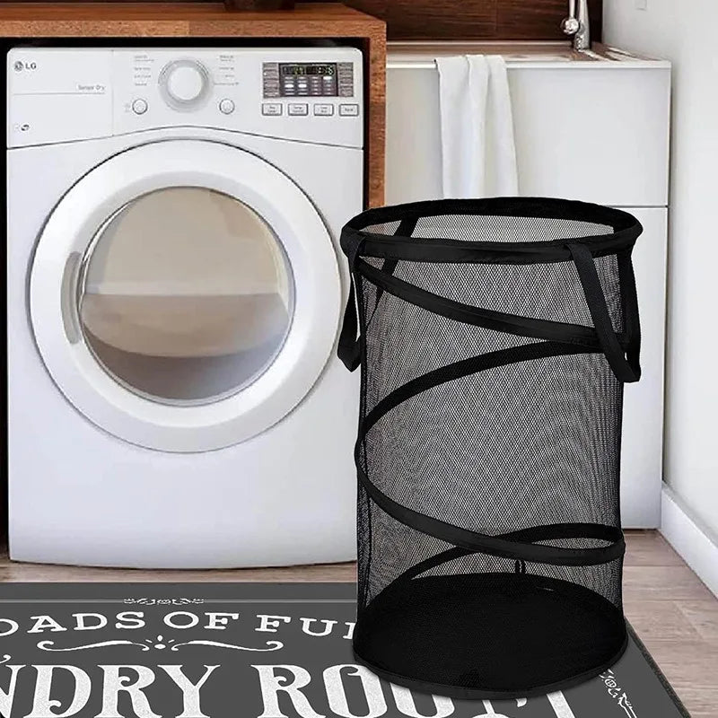Collapsible Mesh Laundry Hamper – Foldable Clothes Basket