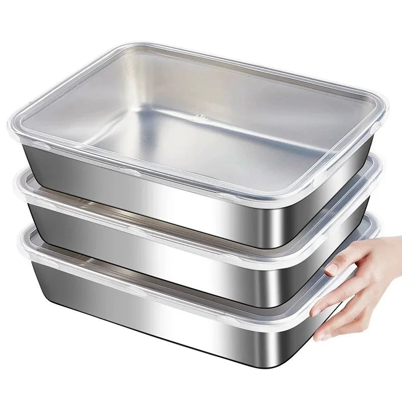 3-Piece Stainless Steel Airtight Lunch Box Food Storage Set