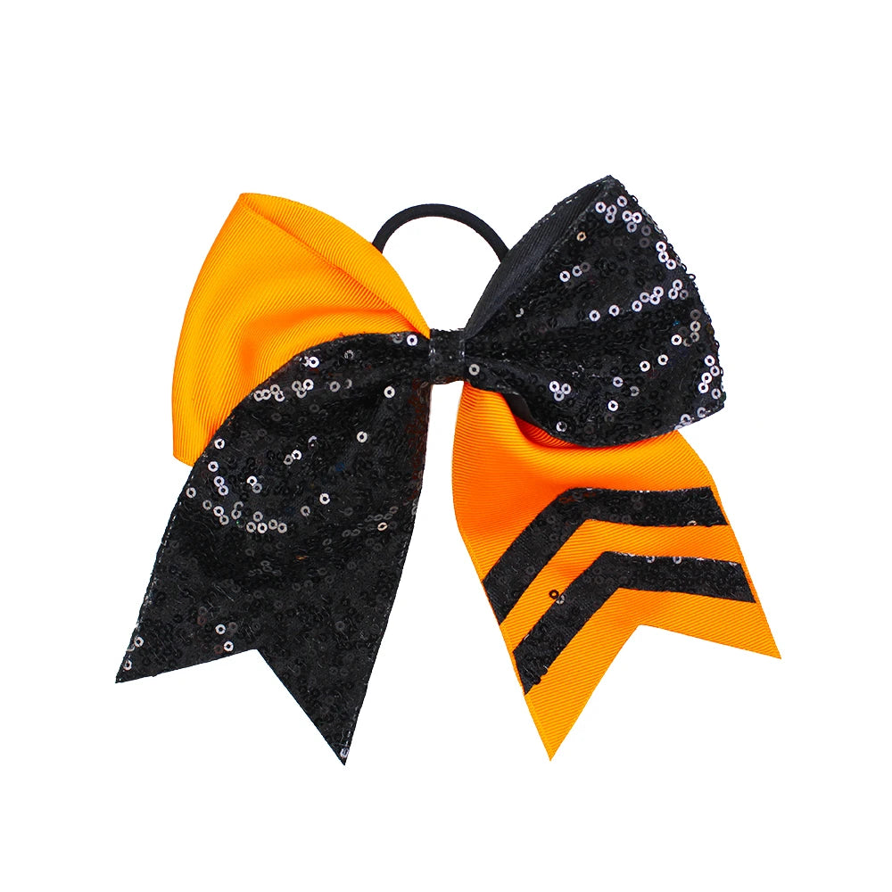 20-Pack 8" Glitter Cheer Bow Ponytail Hairbands | Handmade