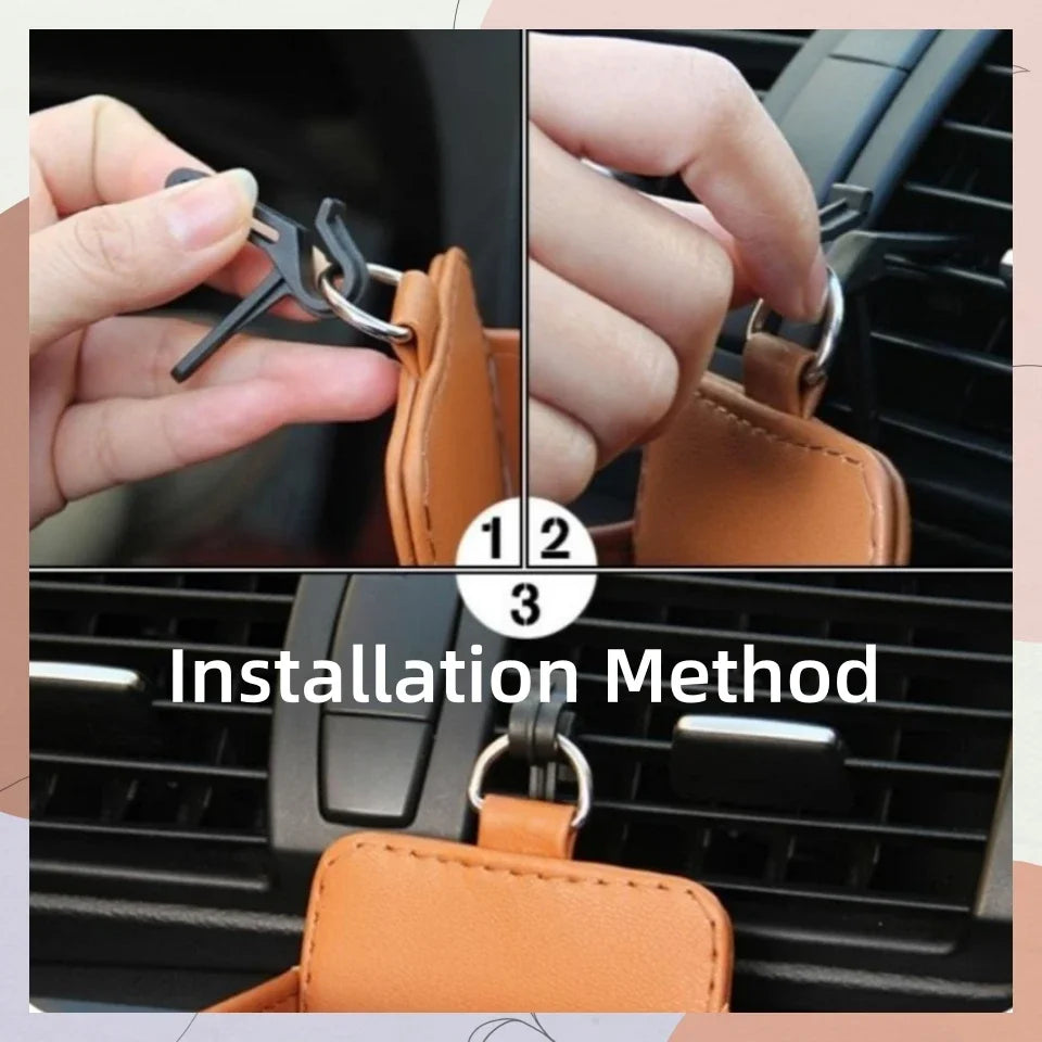 Car Air Vent PU Leather Organizer Box – Keys & Sunglasses