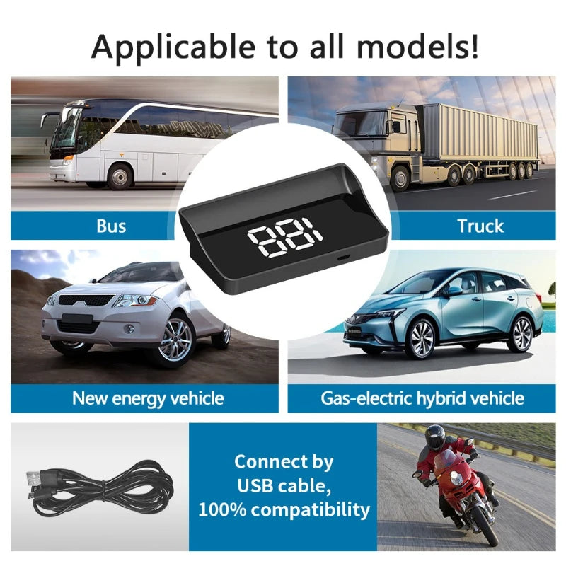 HD LED Car HUD Head-Up Display | GPS Speedometer All Vehicles