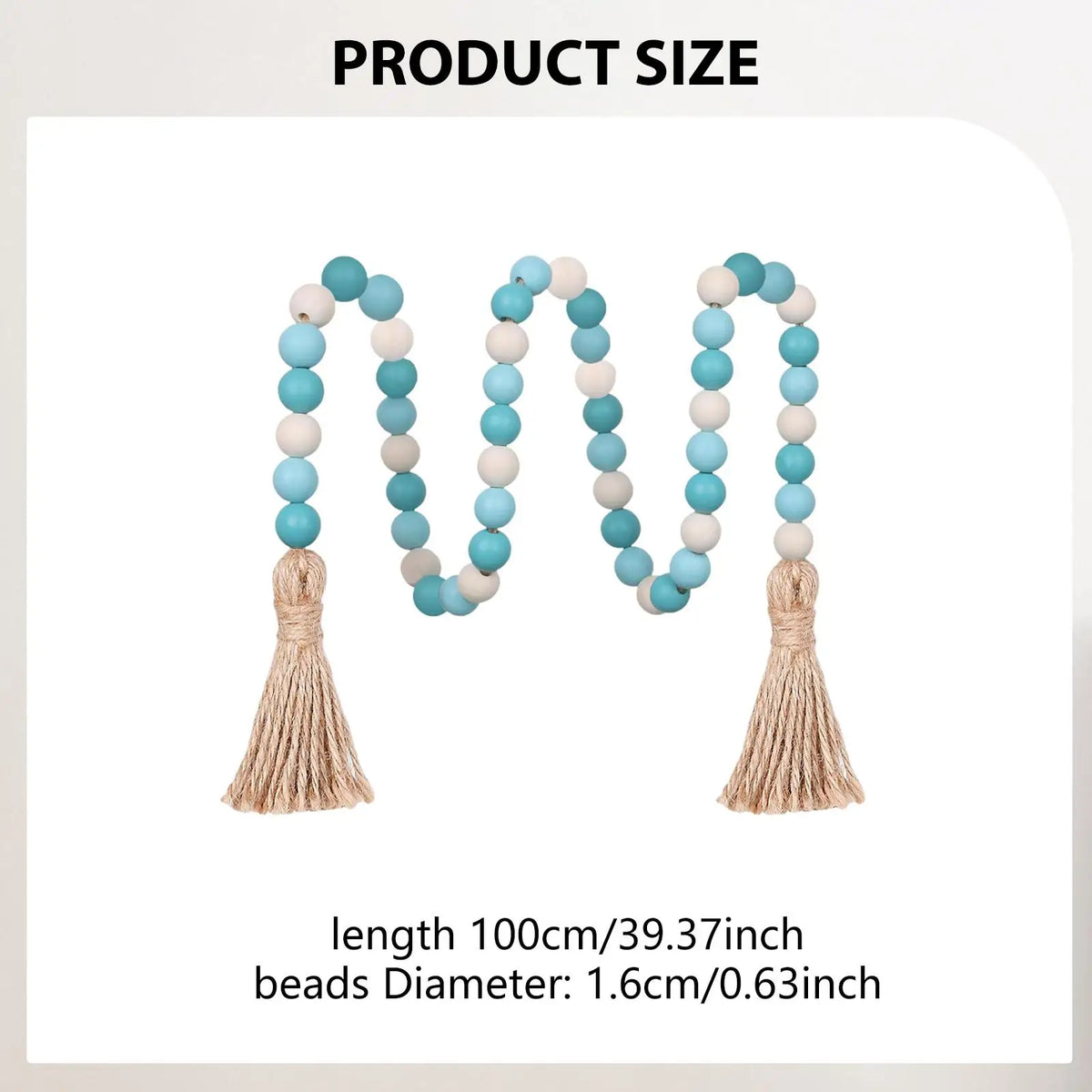 Natural Wood Bead Garland with Tassel | Boho Farmhouse Décor