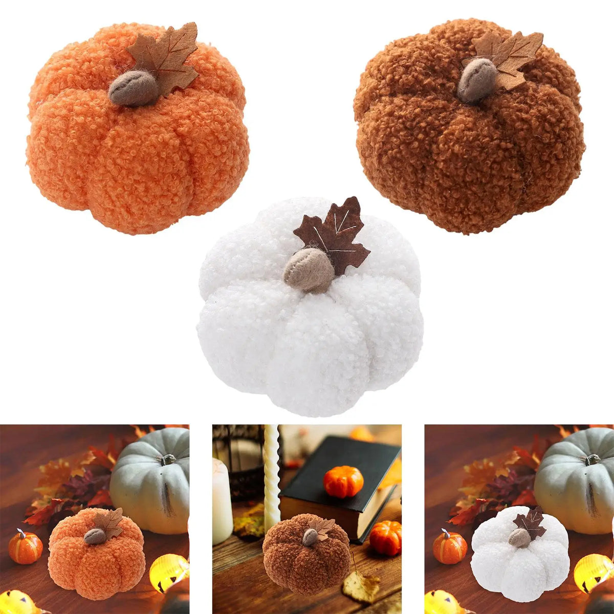 Velvet Artificial Pumpkin – Fall & Thanksgiving Tabletop Decor