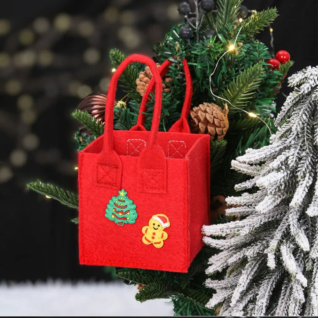 Christmas Non-Woven Felt Gift Bag with Cartoon Stickers
