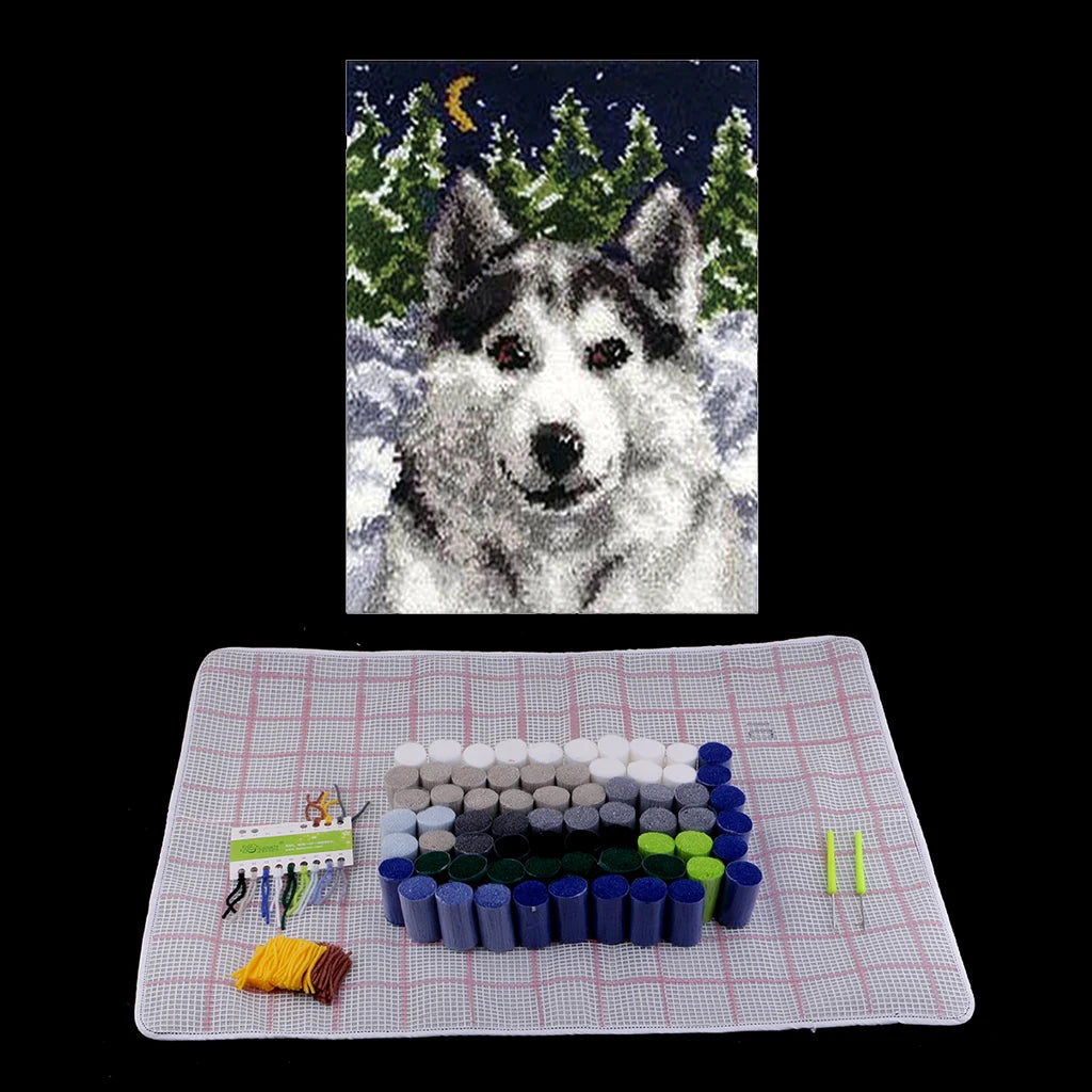 DIY Latch Hook Kit – Printed Canvas Rug, Pillow & Tapestry Set