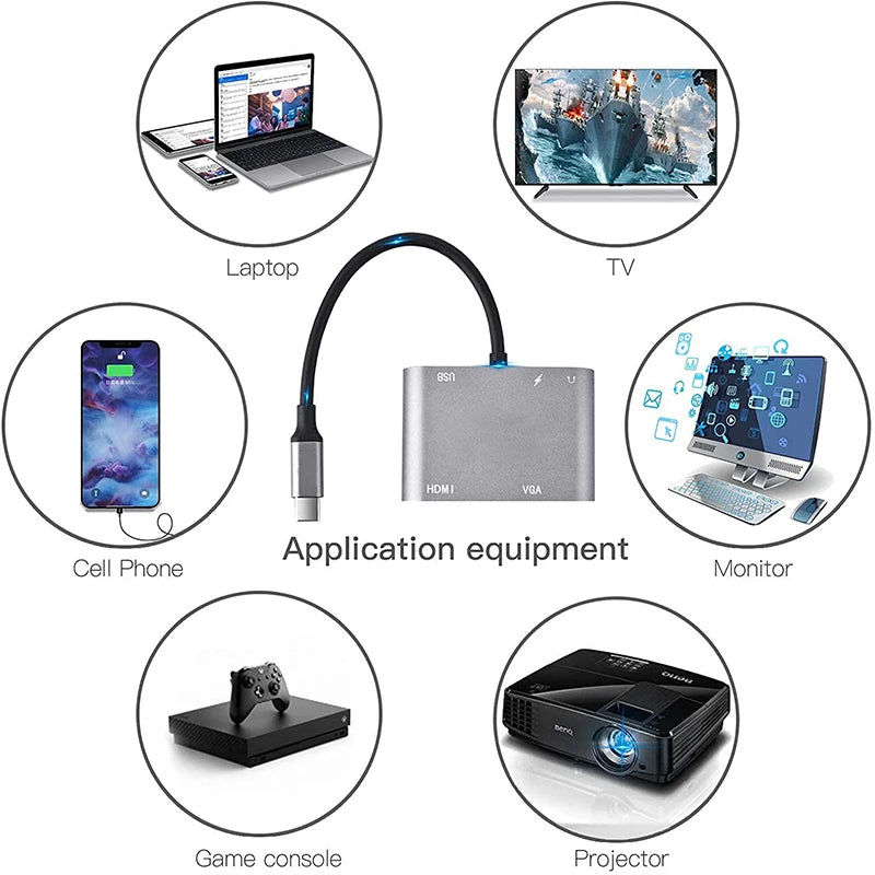 OULLX 5-in-1 USB-C Hub | 4K HDMI, VGA, USB 3.0 & PD Adapter