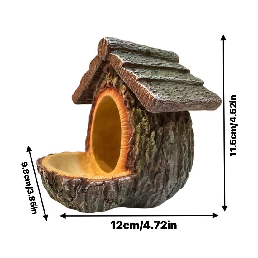 Resin Tree Stump Bird Feeder & Nest Garden Sculpture Decor