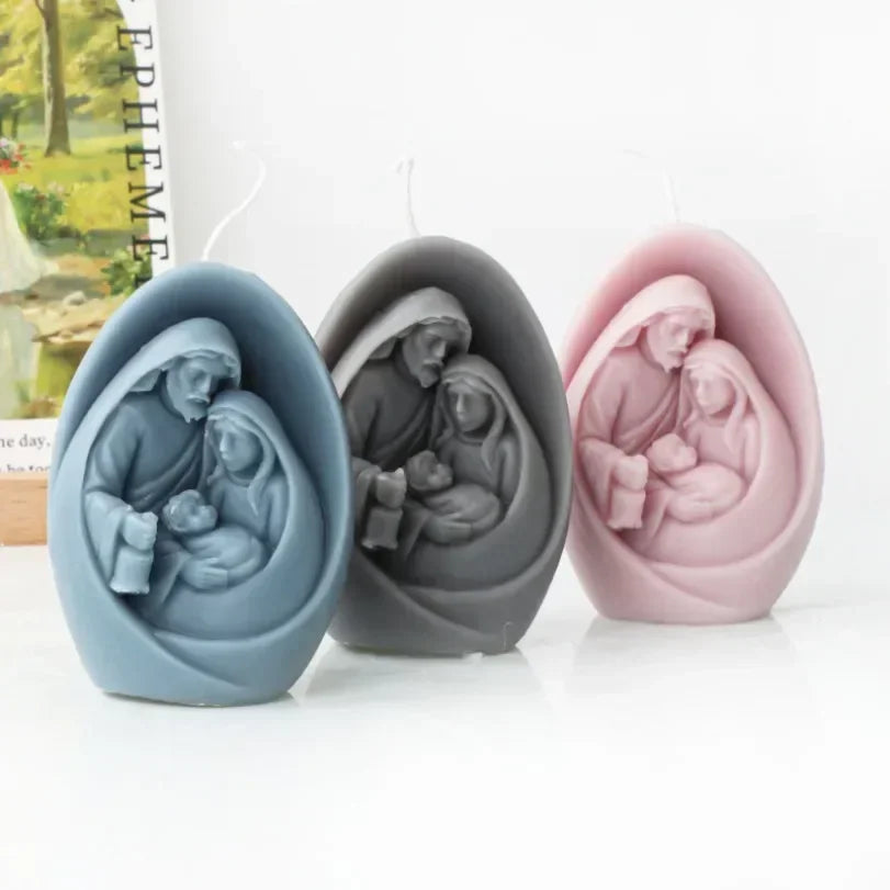 3D Jesus & Virgin Mary Silicone Mold – Candle, Soap & Resin