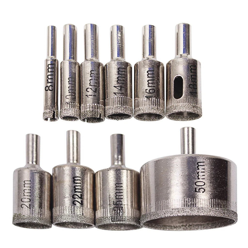 10-Pc Diamond Core Drill Bit Set – Glass Ceramic Tile Marble