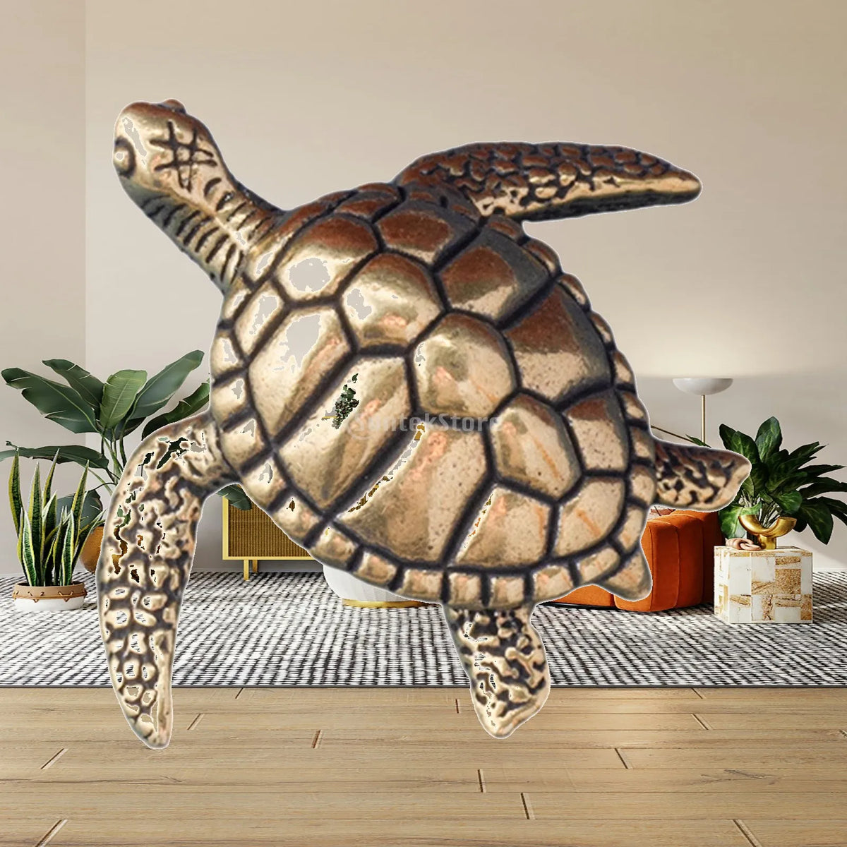 Brass Mini Sea Turtle Figurine – Tea Pet Desk & Shelf Decor