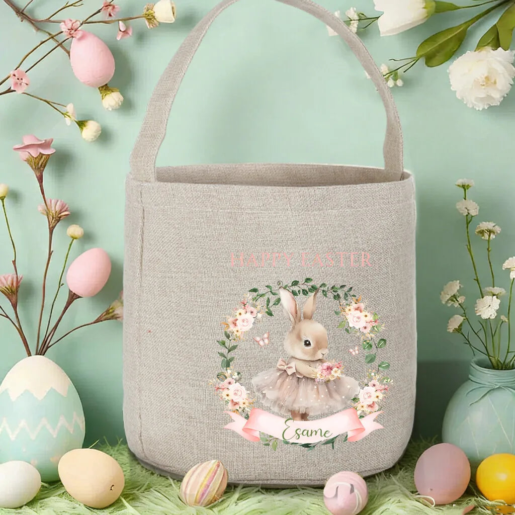 Personalized Easter Basket – Custom Name Foldable Bunny Bag
