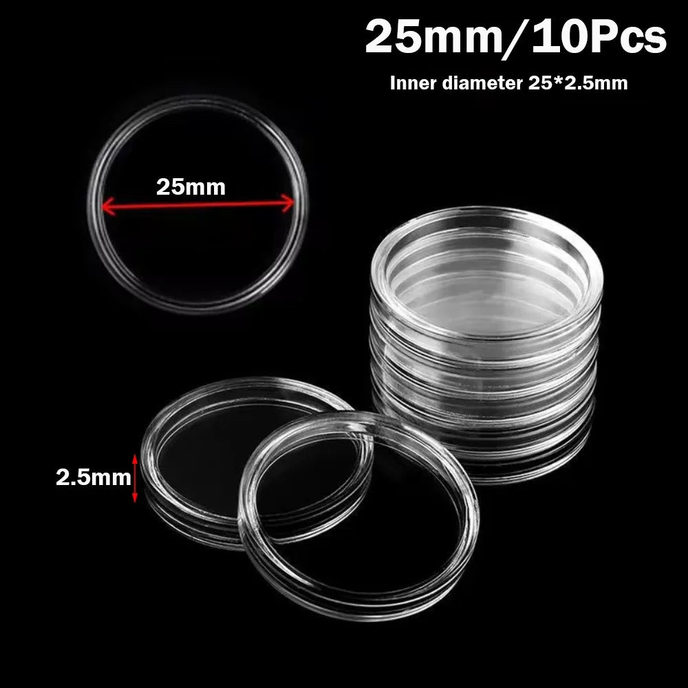 Clear Acrylic Coin Capsules 10-Pack – Protective Holders