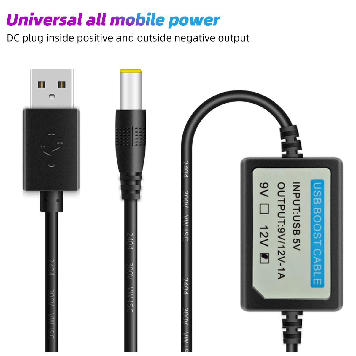 USB 5V to 9V/12V Boost Step-Up Power Converter Cable Adapter