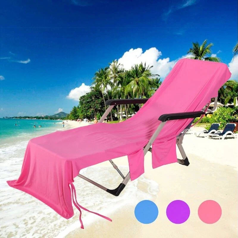 Microfiber Chaise Lounge Towel Cover with Side Pockets