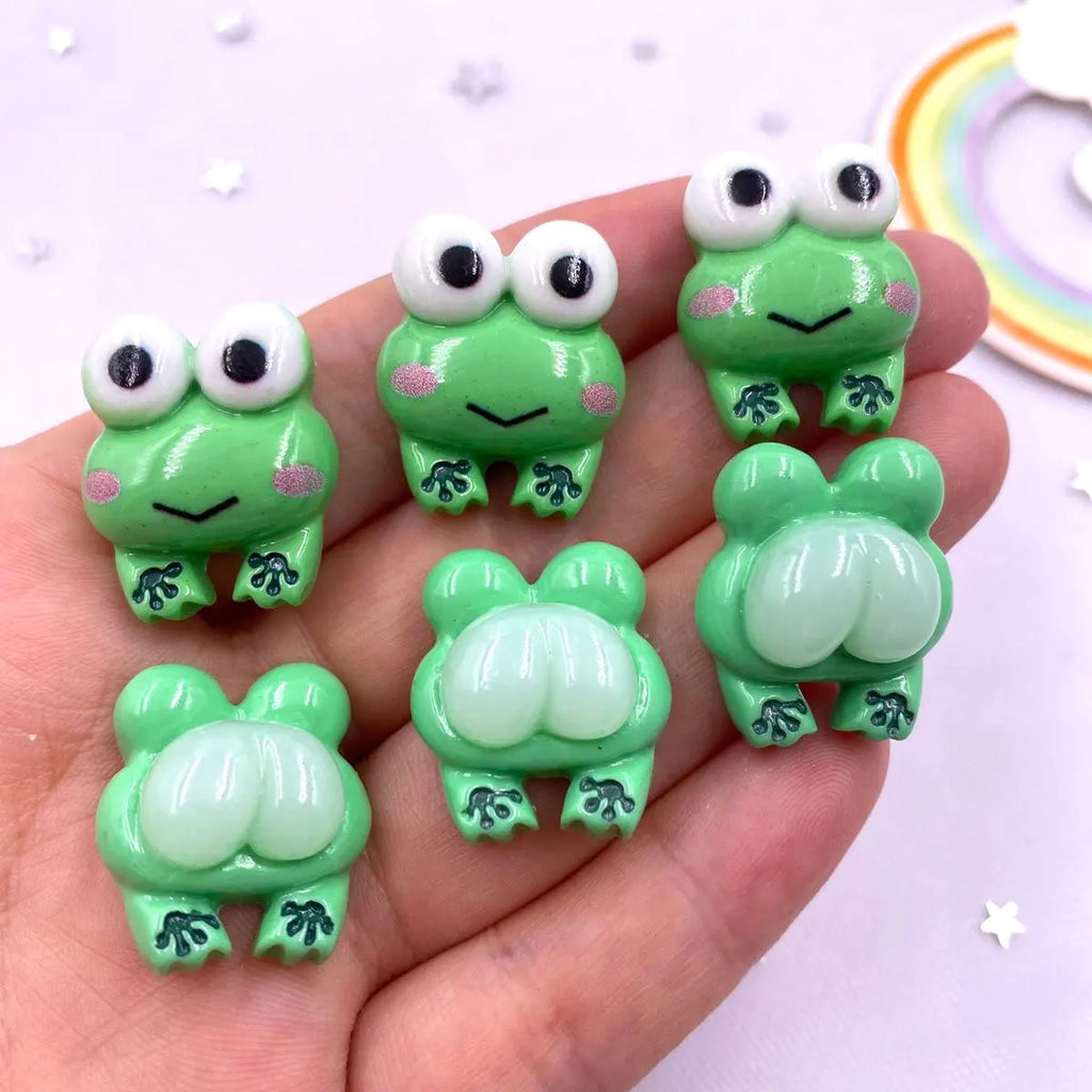 10-Piece Resin Frog Flatback Figurines for DIY Crafts & Scrapbooking