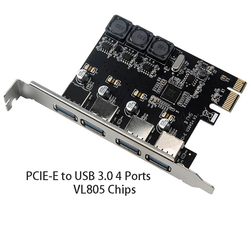 PCIe to USB 3.0 Expansion Card – 4-Port Self-Powered Adapter