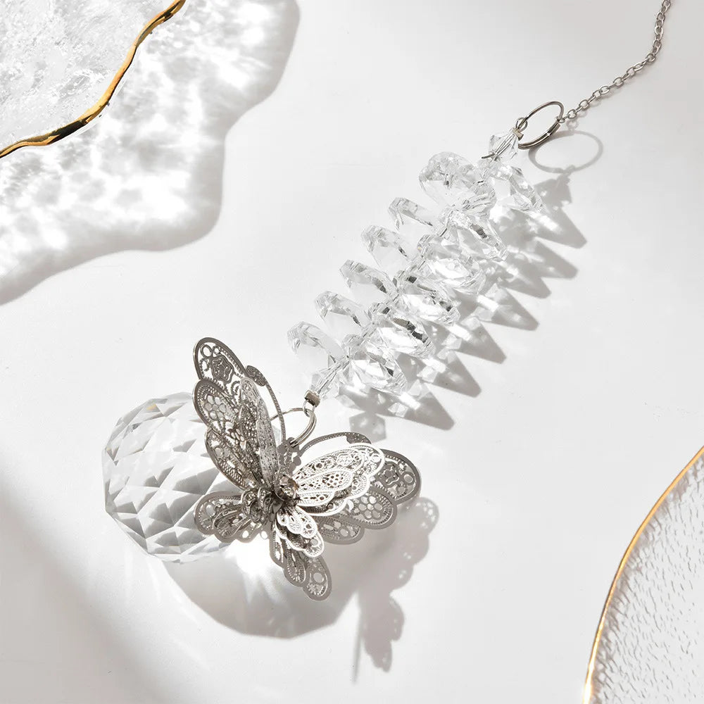 Crystal Butterfly Suncatcher – Rainbow Prism Window Pendant