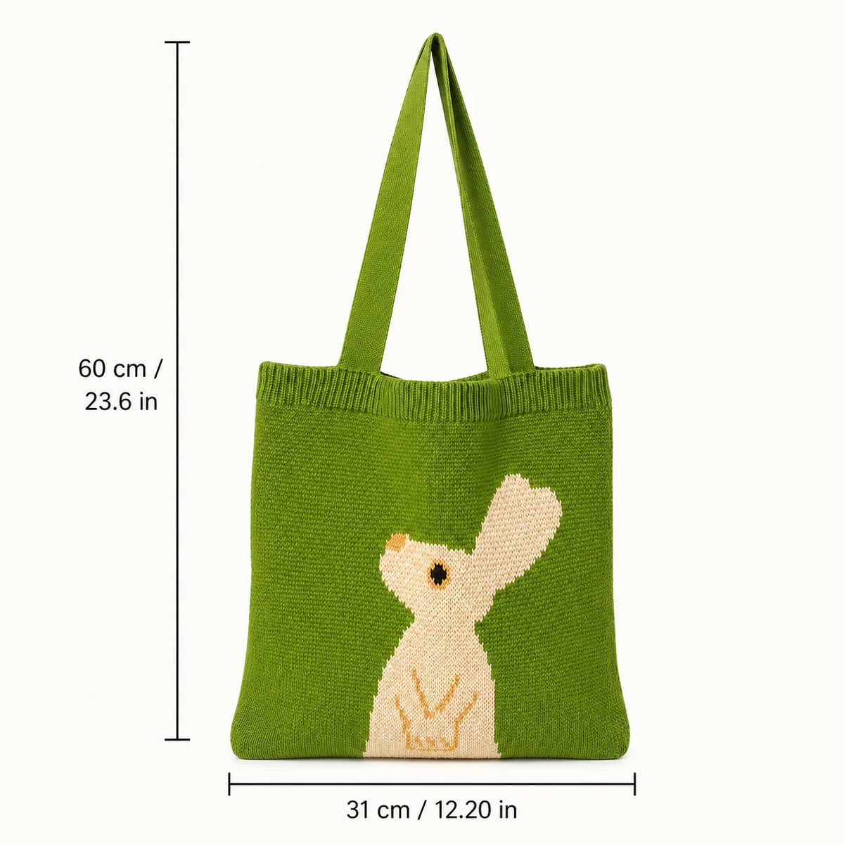 Cute Rabbit Knitted Tote Bag – Large Shoulder Handbag
