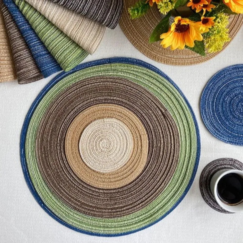 4-Pack Braided Round Placemats – Heat Resistant Woven Linen